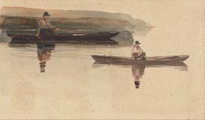 Two Men in Punts by Peter de Wint